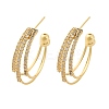 Triple C-Shaped Brass Micro Pave Clear Cubic Zirconia Stud Earrings EJEW-R025-29G-4