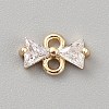 Brass Pave Clear Cubic Zirconia Connector Charms KK-WH0365-010G-03-1