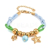 304 Stainless Steel & Glass Charm Bracelets BJEW-K247-02G-4