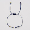 Natural Lapis Lazuli & Brass Beads Braided Bead Bracelets for Women HH4245-2-1