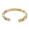 Rack Plating Brass Pave Colorful Cubic Zirconia Open Cuff Bangles for Women BJEW-K244-02G-3