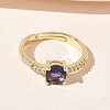 Brass & Round Cubic Zirconia Finger Rings CU-CBA7E55-19G-02-2