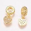 Brass Micro Pave Cubic Zirconia European Dangle Charms ZIRC-E146-04G-1