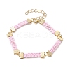 Braided Waxed Polyester Rectangle Link Chain Bracelets BJEW-JB10000-02-1