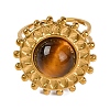 Round Natural Tiger Eye Finger Rings RJEW-Q822-16G-01-2