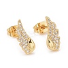 Clear Cubic Zirconia Wing Stud Earrings EJEW-G288-23G-1