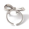 Bowknot Brass Micro Pave Clear Cubic Zirconia Open Cuff Rings for Women RJEW-C098-17P-3