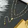 Brass & Round Glass Double Layer Necklaces NJEW-JN04989-2