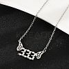 201 Stainless Steel Number 333 with Butterfly Wings Pendant Necklaces LS-NJEW-P332-01A-P-1