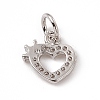 Brass Micro Pave Clear Cubic Zirconia Charms ZIRC-F132-38P-2