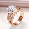 Brass Micro Pave Cubic Zirconia Finger Rings for Women FS-WGB56BB-19-1