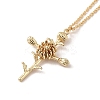 304 Stainless Steel Cross with Flower Pendant Necklaces for Women NJEW-A020-03K-G-1