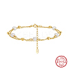 925 Sterling Silver Satellite Chains Double Layer Multi-strand Bracelet BJEW-Z025-02G-1