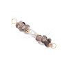 Natural Ice Obsidian Chip & Natural Cultured Freshwater Pearl Rice Beaded Connector Charms PALLOY-JF03707-03-3