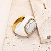 Oval 304 Stainless Steel with Natural Howlite Finger Rings FS-WGC5475-09-2