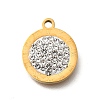 304 Stainless Steel Flat Round Hexagon Pendants STAS-Q348-32G-1
