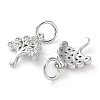 Rack Plating Brass Micro Pave Clear Cubic Zirconia Charms KK-D097-05P-2