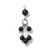 Natural Black Onyx(Dyed & Heated) Round Tassel Big Pendants PALLOY-JF03281-02-1