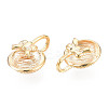 Brass Half Round Cuff Earrings with Bowknot for Women KK-N216-351-3