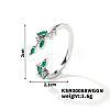 Fashionable European and American Style Brass Rhinestones Leaf Cuff Ring for Women SP8903-2-1