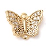 Brass Micro Pave Clear Cubic Zirconia Connector Charms KK-G503-35G-1