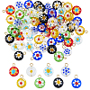 64Pcs Handmade Millefiori Glass Pendants PALLOY-HS00030-1