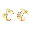 Brass Micro Pave Clear Cubic Zirconia Cuff Earrings EJEW-F370-32G-3