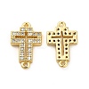 Brass Micro Pave Clear Cubic Zirconia Connector Charms KK-E068-VB330-2