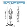 2 Pairs 2 Colors Rhineston Flower Dangle Stud Earrings EJEW-FI0002-43-2