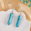 Synthetic Turquoise Bullet Dangle Stud Earrings EJEW-PH01406-02-5