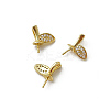 Brass Micro Pave Clear Cubic Zirconia Leaf Peg Bails Pin Charms BAPE-PW0002-20A-1