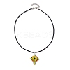 Transparent Electroplate Glass Pendant Necklaces NJEW-MZ00040-03-4