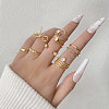 8Pcs Brass Rhinestone Finger Cuff Rings Set LS-RJEW-P157-01G-1