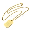201 Stainless Steel Curb Chain Rectangle with Dragon Pendant Necklaces for Women LS-NJEW-M008-03G-2