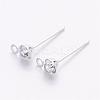Silver Color Plated Brass Post Earring Findings X-EC592-S-2