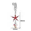 304 Stainless Steel Pave Cubic Zirconia & Plastic Pearl & Natural Shell Starfish Dangle Clip on Belly Rings FS-WG69EA3-03-3