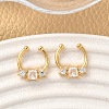 Brass Pave Clear Cubic Zirconia Circular/Horseshoe Barbell Nose Rings EJEW-D337-18A-G-1