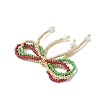 Christmas Glass Seed Beaded Bowknot Pendants PALLOY-MZ01059-4