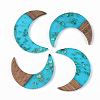 Transparent Resin & Walnut Wood Pendants RESI-S389-056B-B03-1