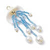 Glass Seed Beaded Jellyfish Pendants PALLOY-MZ00571-03-3
