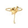 Ion Plating(IP) 304 Stainless Steel Heart Open Cuff Rings for Women LS-RJEW-H136-03G-2