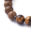 Natural Wood Beads Stretch Bracelets BJEW-JB05231-05-3