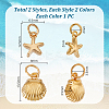 4Pcs 4 Styles 925 Sterling Silver Starfish and Shell Shaped Charms with Jump Rings STER-GA0001-26-2