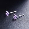 Rhodium Plated 925 Sterling Silver Four Pronged Ear Studs JE420D-02-3
