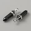 Synthetic Black Stone Double Terminal Pointed Pendants G-WH0016-37E-2