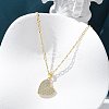 Brass Micro Pave Clear Cubic Zirconia Heart Pendant Necklaces for Women NJEW-M088-01G-01-4