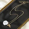 Summer Beach Natural Shell & 304 Stainless Steel Pendant Necklaces for Women NJEW-P323-01A-G-1