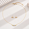 Rhinestone Heart Pendant Necklace & Stud Earrings ML7120-1