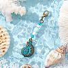 9Pcs Ocean Theme Alloy Charm & Glass Beads Pendant Decorations HJEW-JM03158-4