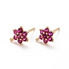 Brass Micro Pave Cubic Zirconia Stud Earrings Findings ZIRC-C027-14G-01-RS-1